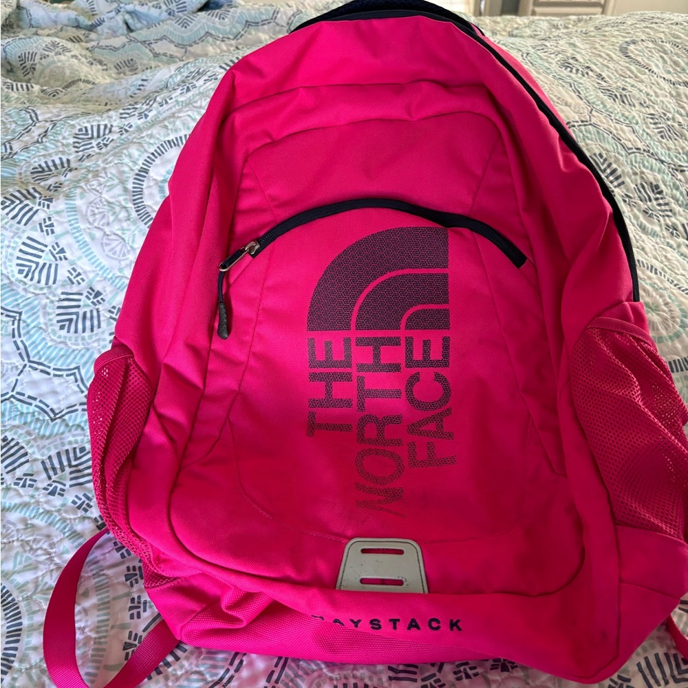 The North Face pink bookbag